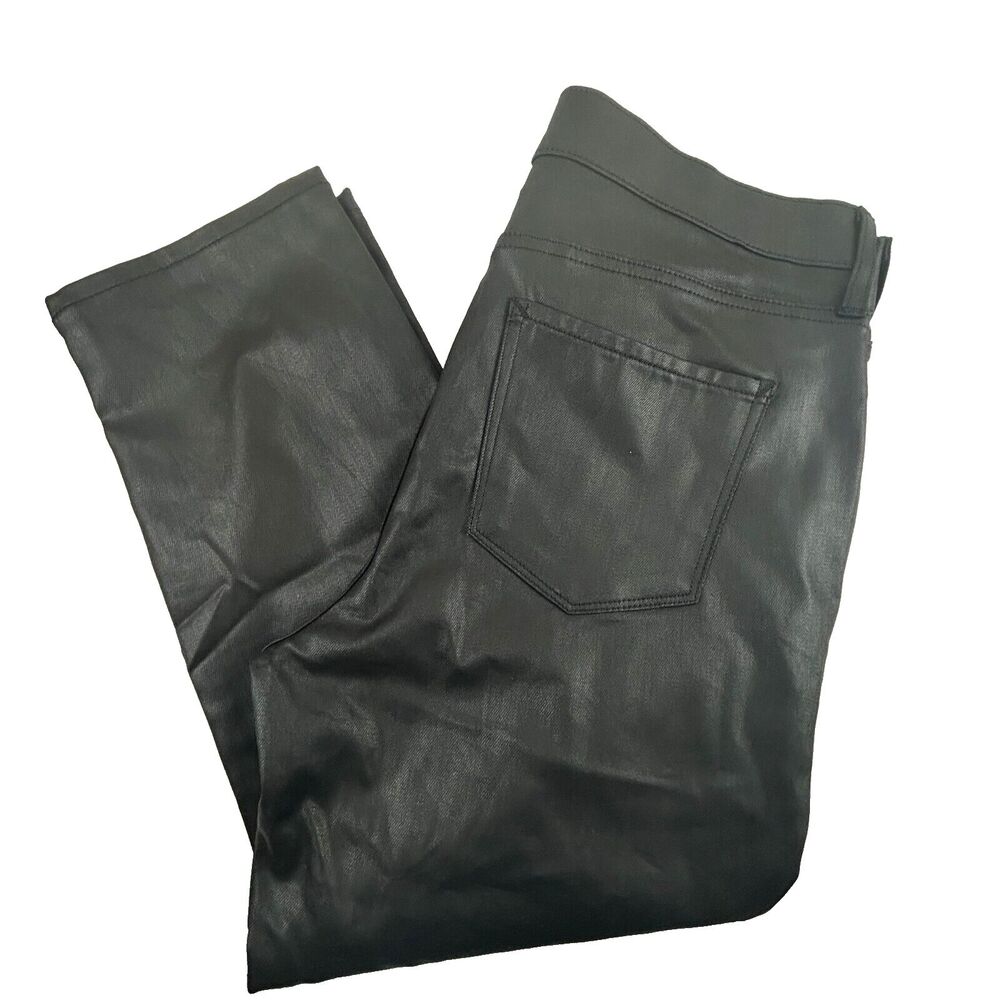 JC Penney ANA Coated Black High Rise Straight 5 Pocket Jeans Size 12P NEW
